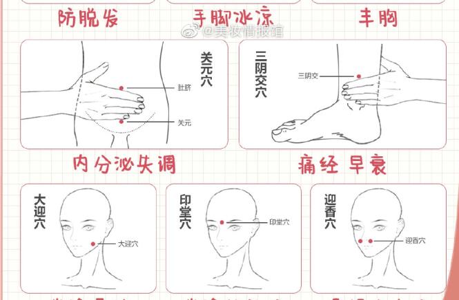 女生必备中医美容穴位表，​广西中医美容专业学校分享